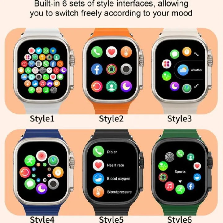 I20 Ultra Max Smart Watch Ultra 10 In 1 Waterproof 7 Straps + Protective Case + Earphones Men Women 49MM Bluetooth Call Heart Rate Wireless Charging Fitness Bracelet Smartwatch Set