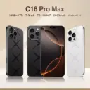 NEW ARRIVAL CORN C16 PRO MAX 6.6" STORAGE ROM 64GB RAM 5GB STRONG BATTERY 5000 mAh DOUBLE SIM CARD SMART PHONE ON OFFER FINGERPRINT FACE UNLOCK,8MP SEILFE 13MP TYPE-C