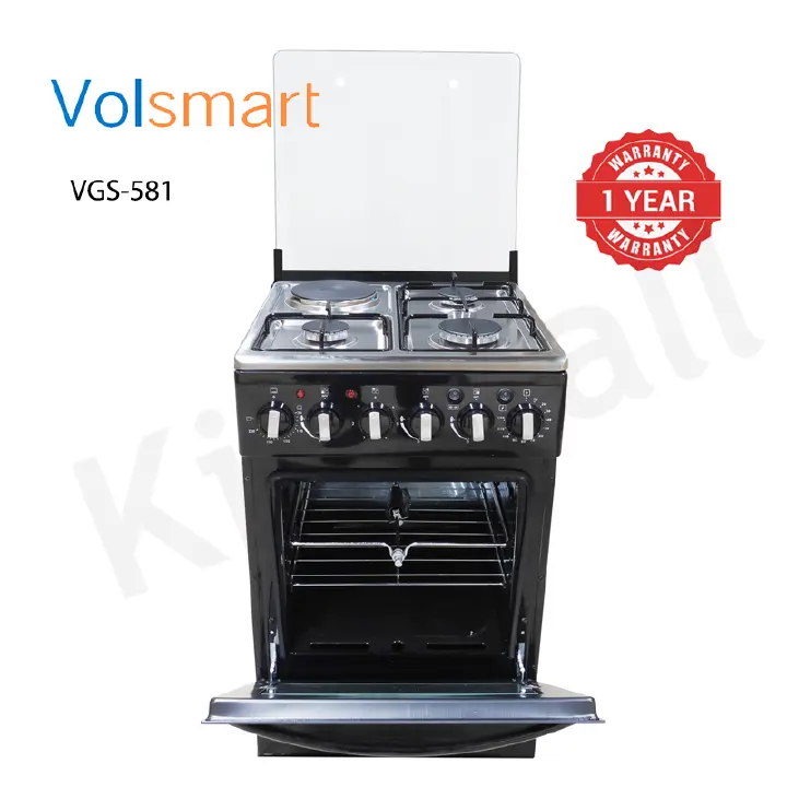 Volsmart 3 Gas + 1 Electric 4 Burners Automatic Lgnition VGS-581 Free Standing Gas Cooker Cooking Range with 60L Oven
