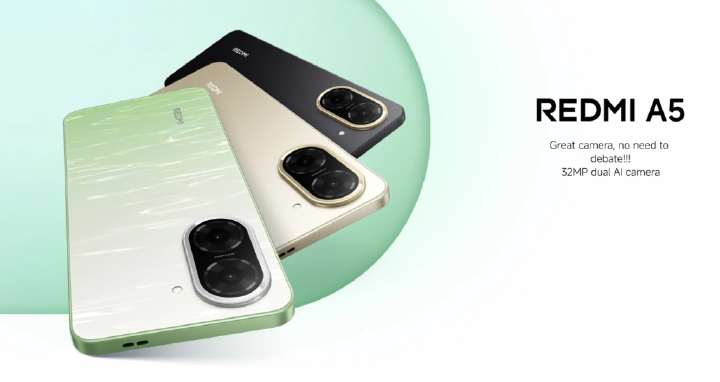 Redmi A5 Display 6.88" - 4GB + 128GB, Dual SIM ,32MP main camera, 8MP front camera , 5200mAh battery , Side fingerprint sensor , USB Type-C Phones SmartPhone