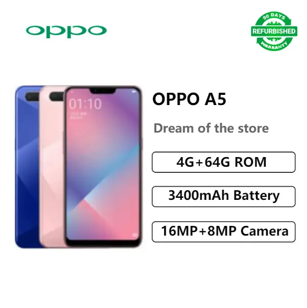 Unlocked OPPO A5 -6.2'',6GB+128GB,13MP+2MP,4G Smart Phone Fashion phones face id Google Systems Global Edition