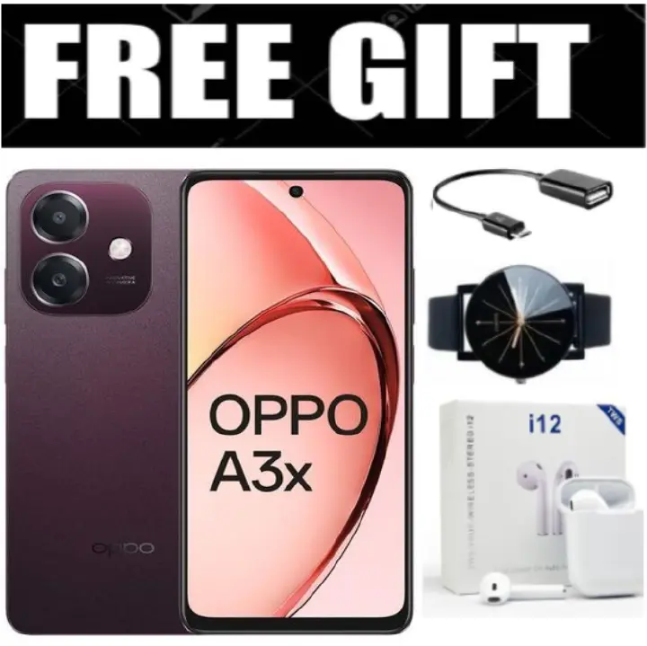 Oppo A3x 6.67-inch' 64GB 4GB RAM"Battery: 5100mAh"Dual SIM + Free Gifts