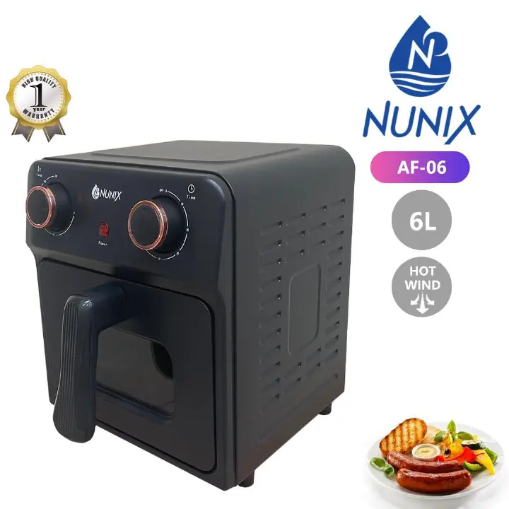 Nunix Air fryer oven 6L multifunctional manual settings AF-06 with 1000W power and extra large capacity