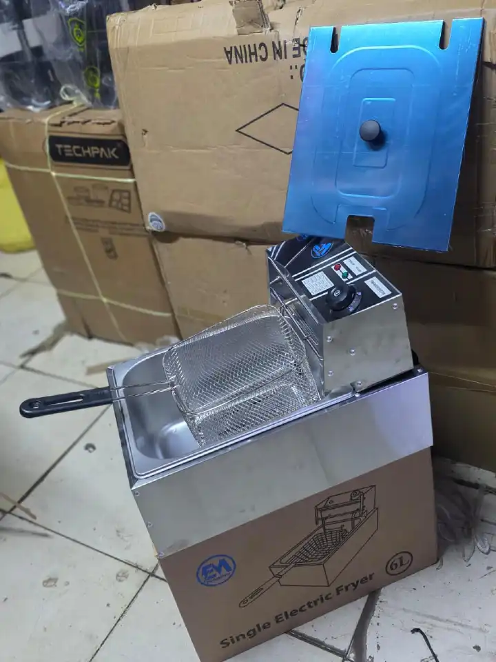 WEW INN🎀ELETROMATE 6 LITRES STAINLESS STEEL 6L SINGLE TANK Energy Efficient Double Electric Chips /Chicken /MANDAZIS Deep Fryer Machine🤑Stainless steel deep fryer for quick & simple frying