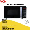 VON 20L DIGITAL MICROWAVE Von VAMS-20DGX Microwave Oven Solo - 20L,Touch control panel,Digital Control,7 auto-cook menus,External door handle,Easy-to-clean interior.