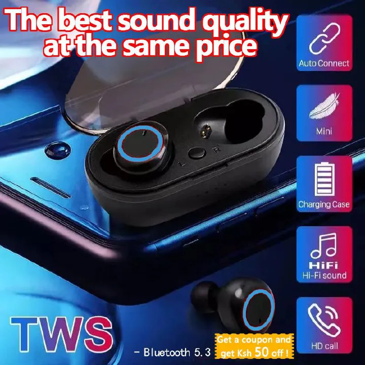 Y50 Plus+ Wireless Bluetooth Earphones TWS Stereo Earpods In-ear bilateral stereo Bluetooth headphones Noise-canceling headphones Touch Control AirPods 450mAh with Mic Earphones for iOS & Android