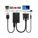 VGA to HDMI Converter with Audio Cable 1080P Full HD VGA to HDMI Adapter Cable - as_pic 50 cm Black 1.5m