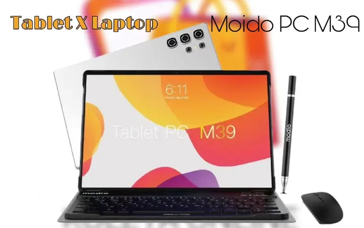 Modio M39 Android Tablet 12GB RAM 512GB Virtual Storage 8000mAh battery 10.1 Inch 13MP Camera , 5Mp selfie Dual Sim, Wireless Keyboard, Mouse + Flip Case Cover