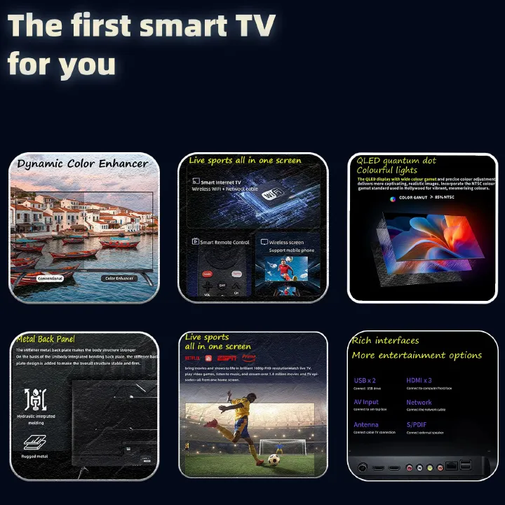 Vitron 43 inch QLED Smart TV HTC4300QFS Android Bluetooth Television Full HD Frameless TV with Netflix Youtube Television 1G+8G