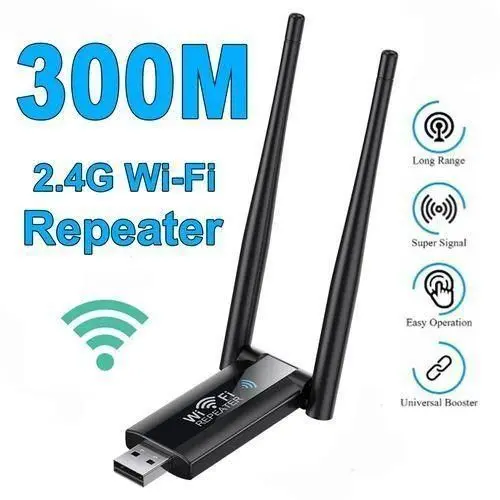 2.4G 300Mbps Wireless USB WiFi Repeater Extender WiFi Signal Amplifier Booster Long Range Wi-Fi Router Home Network Extension