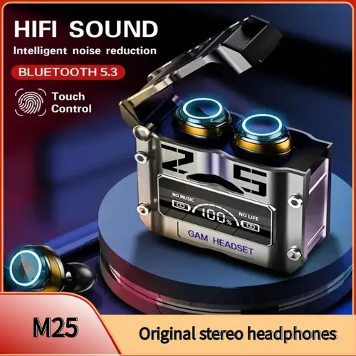 M25 Bluetooth Headphones TWS Wireless Earphones Touch Control Noise Reduction Stereo Earpods Gaming Headsets With Mic ^jm