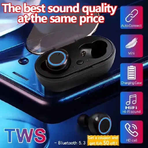 Y50 Plus+ Wireless Bluetooth Earphones TWS Stereo Earpods In-ear bilateral stereo Bluetooth headphones Noise-canceling headphones Touch Control AirPods 450mAh with Mic Earphones for iOS & Android