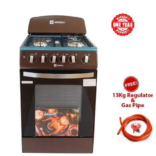 Sayona SGC 50E31-GO Free Standing Gas Cooker, 50*55 Size with Gas oven 3 gas burners and 1 electric plate Standing Gas Cookers (Free regulator and pipe)