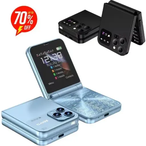 Oking A50 Pro Flip Phone, 2.6" (Dual SIM), Wireless FM -Type C charger feature smart touch button kabambe katululu phone