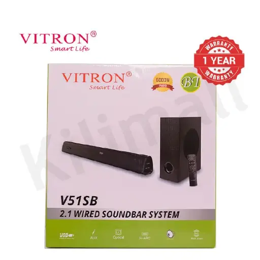Vitron 6000W 2.1CH V51SB Wired Soundbar System with AUX USB Bluetooth Speaker System Home Audio Rich Bass