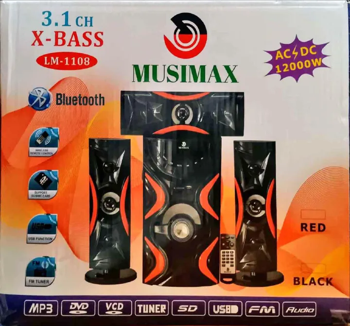 MUSIMAX LM-1108 3.1-CHANNEL HOME THEATER SPEAKER SYSTEM WITH POWERFUL 12000W PMPO